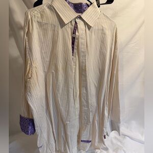 English Laundry Cream Shirt with Purple Details